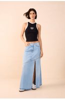 Saia Jeans Cós Desfiado