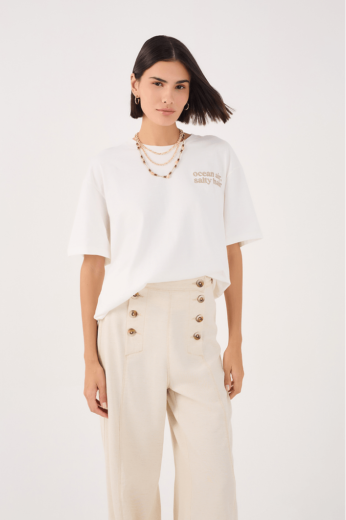 Blusa Silk Bordado Ocean