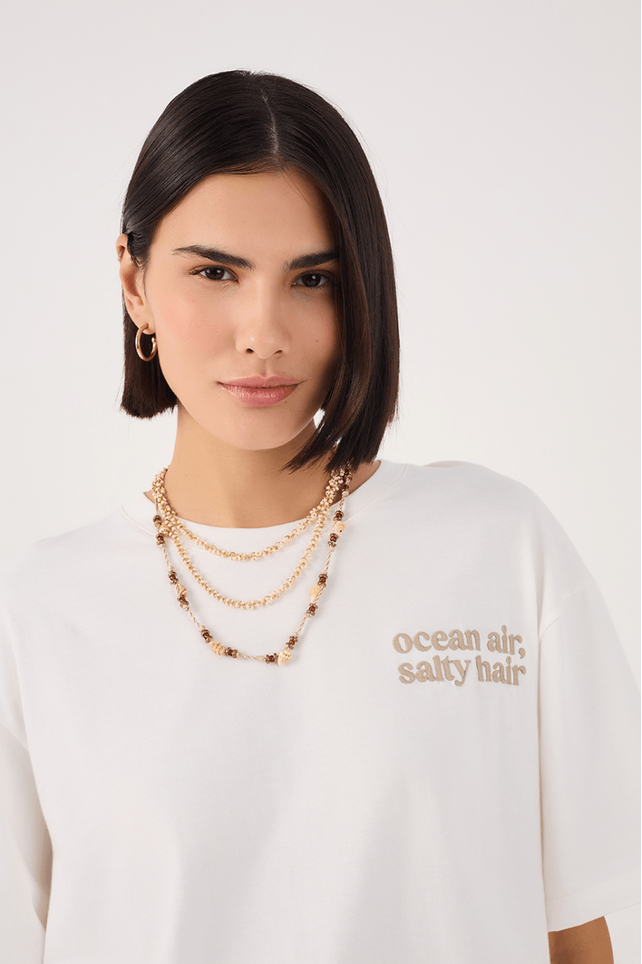 Blusa Silk Bordado Ocean