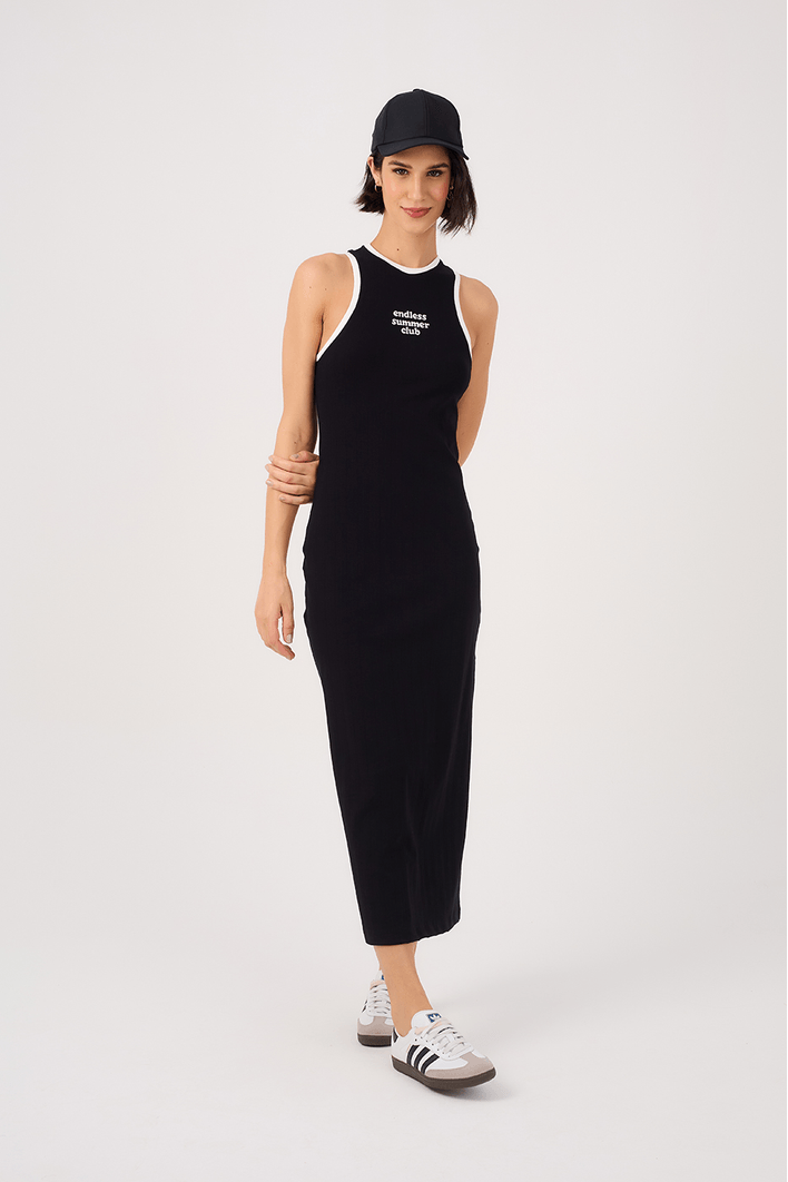 Vestido Canelado Bordado Summer Club