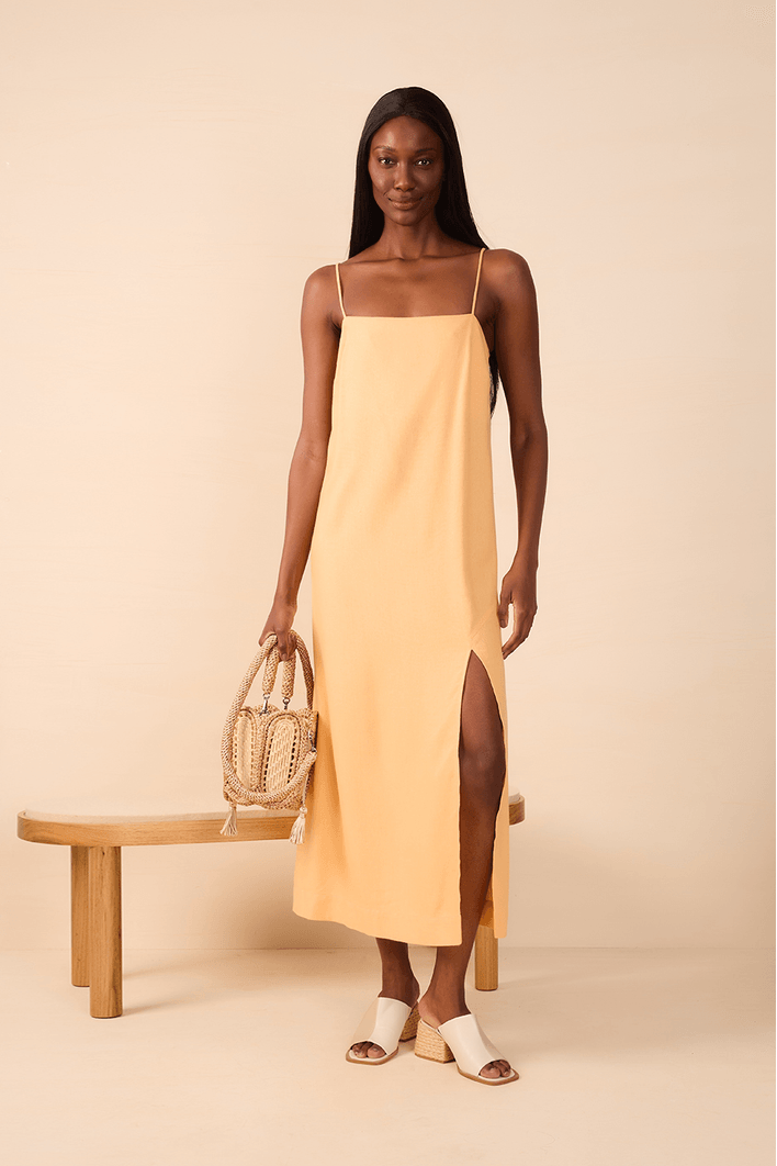 Vestido Cropped Linho Fenda