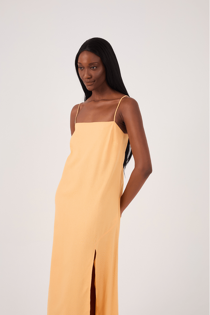 Vestido Cropped Linho Fenda