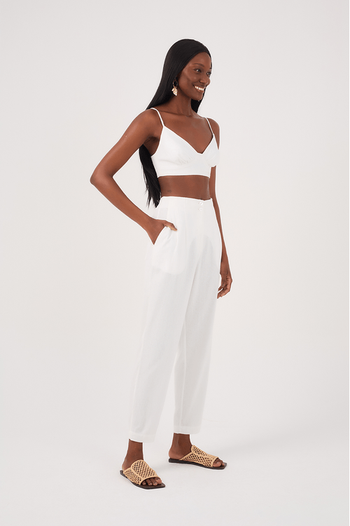 Calça Linho Pregas Frente