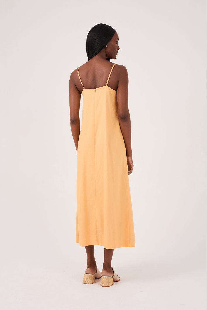 Vestido Cropped Linho Fenda