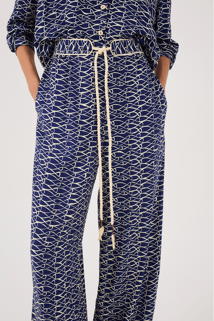 Calça Pantalona Estampa Rede