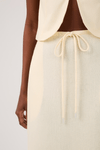 Saia Linho Cropped Amarração Cintura