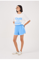 Short Cós Elástico Viés Contrastante
