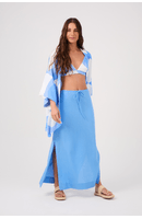 Saia Linho Cropped Amarração Cintura