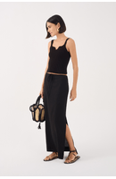 Saia Linho Cropped Amarração Cintura