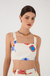 Top Cropped Estampa Sol