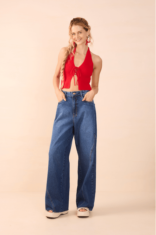 Blusa Tricot Amarração Frontal