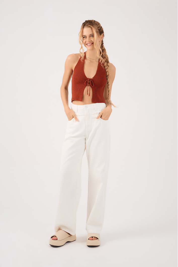 Blusa Tricot Amarração Frontal