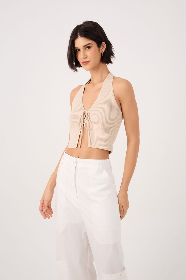 Blusa Tricot Amarração Frontal