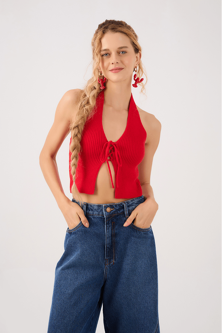 Blusa Tricot Amarração Frontal