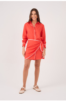 Vestido Curto Chemise Viés Contrastante
