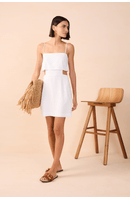 Vestido Curto Linho Recorte Lateral