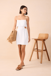 Vestido Curto Linho Recorte Lateral