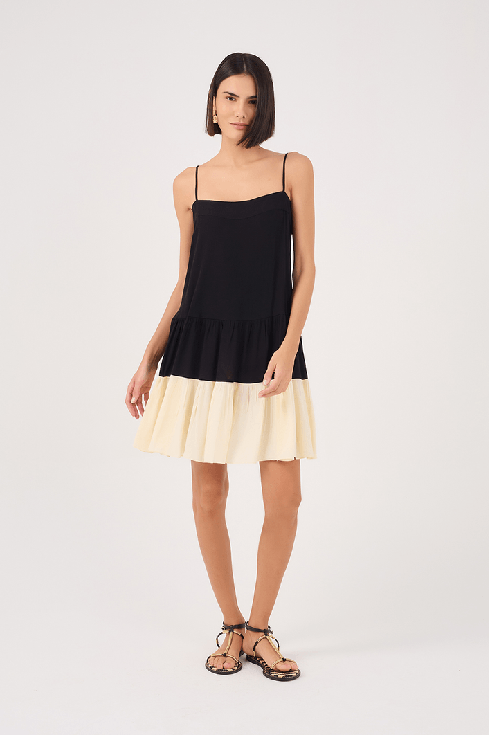 Vestido Curto Crepe Bicolor Marias