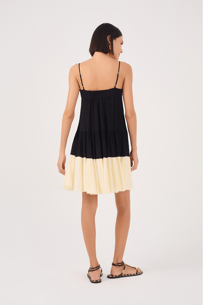 Vestido Curto Crepe Bicolor Marias