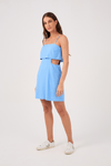 Vestido Curto Linho Recorte Lateral