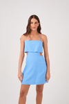 Vestido Curto Linho Recorte Lateral