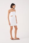 Vestido Curto Linho Recorte Lateral