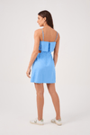 Vestido Curto Linho Recorte Lateral