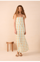 Vestido Cropped Linho Estampa Serena