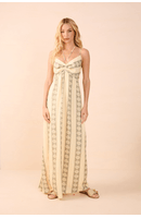 Vestido Cropped Linho Estampa Atins
