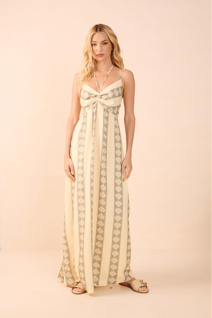 Vestido Cropped Linho Estampa Atins
