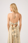 Vestido Cropped Linho Estampa Atins