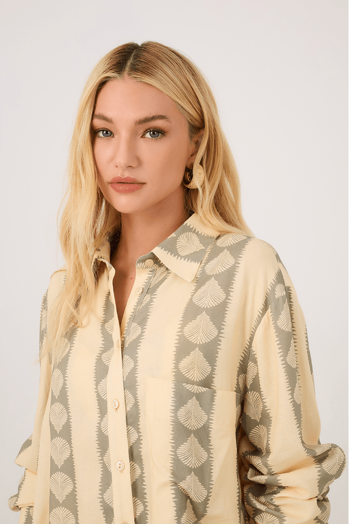 Camisa Linho Estampa Atins