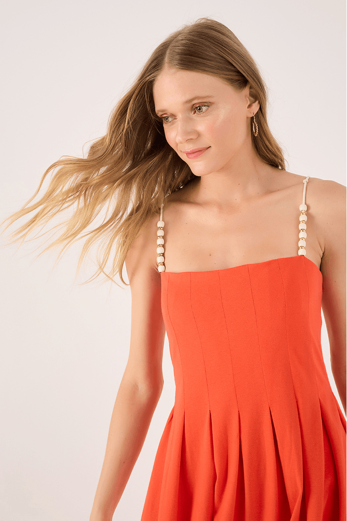 Vestido Nervuras Com Pregas