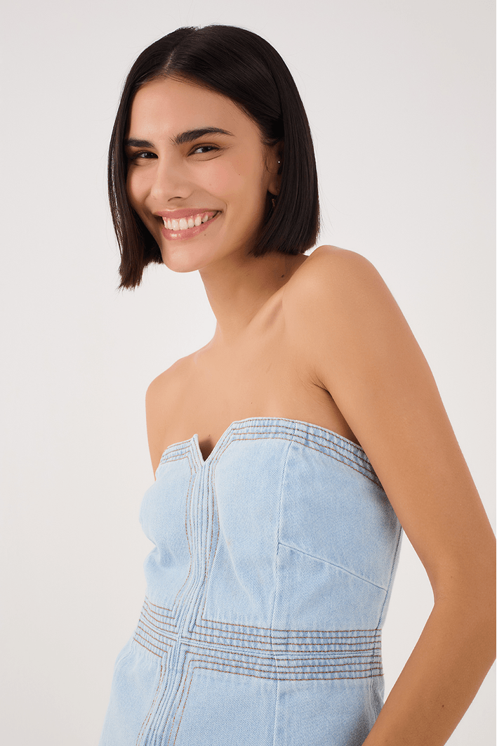 Corselet Jeans Pespontos