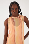 Vestido Coluna Tule Estampa Areia