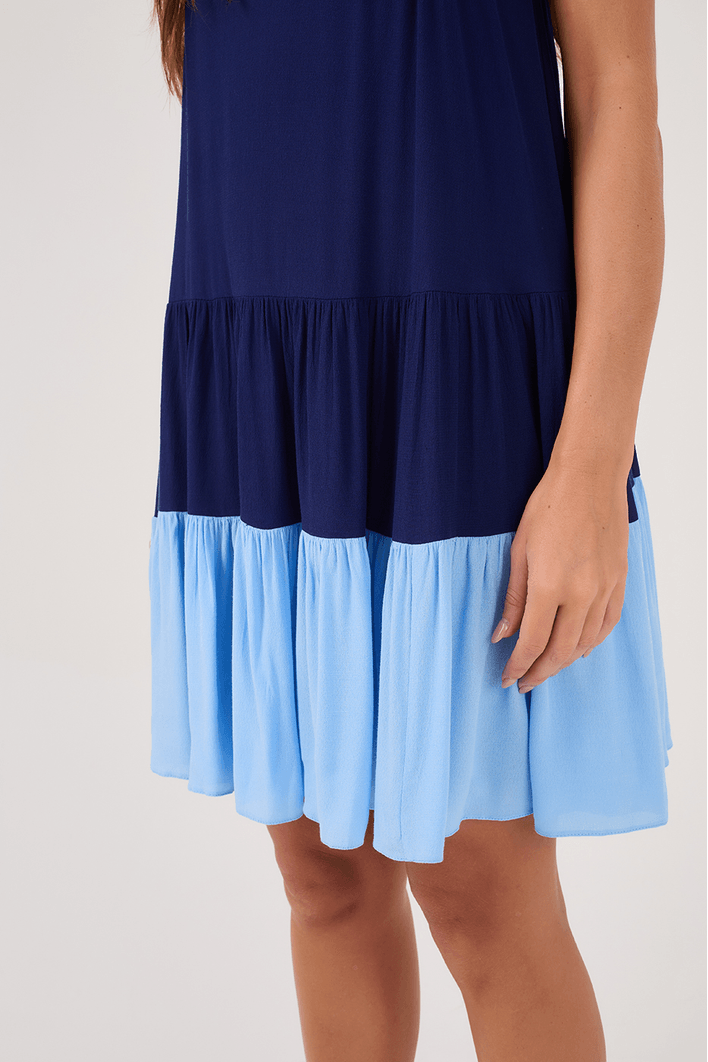 Vestido Curto Crepe Bicolor Marias