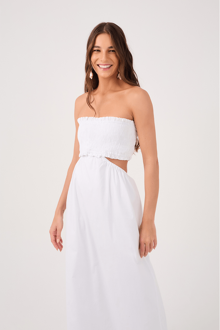 Vestido Cropped Algodão Busto Lastex