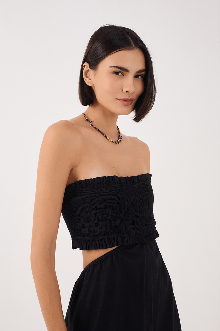Vestido Cropped Algodão Busto Lastex