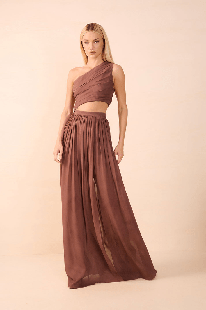 Vestido Longo Ombro Só Drapeado