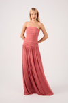 Vestido Longo Tule Drapeado