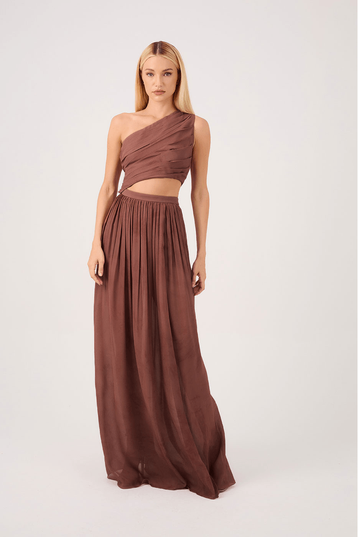 Vestido Longo Ombro Só Drapeado