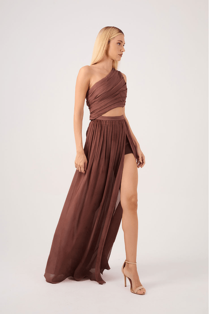 Vestido Longo Ombro Só Drapeado