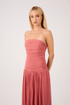 Vestido Longo Tule Drapeado