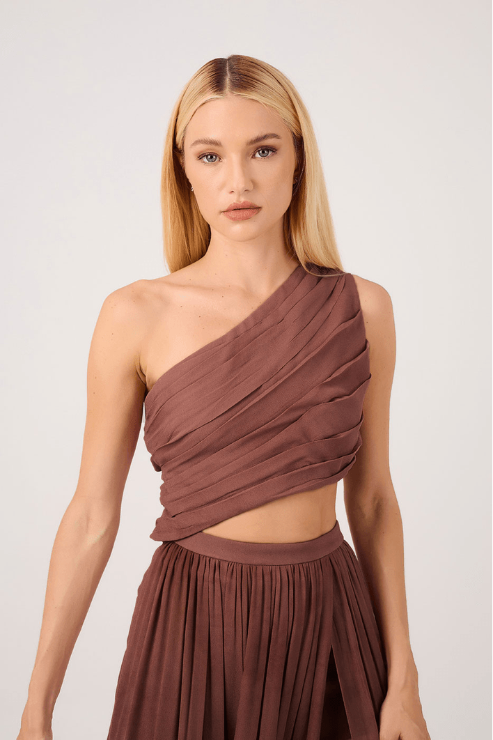 Vestido Longo Ombro Só Drapeado