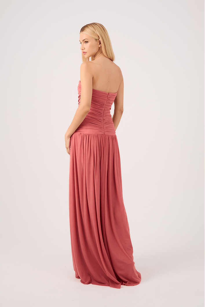 Vestido Longo Tule Drapeado