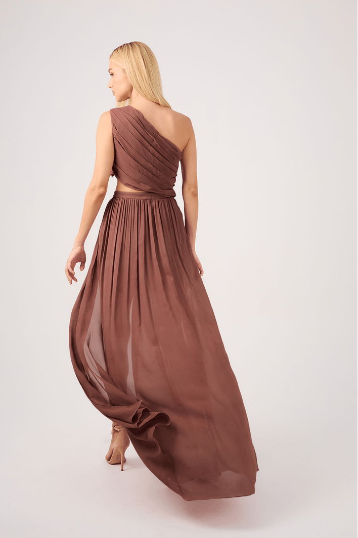Vestido Longo Ombro Só Drapeado