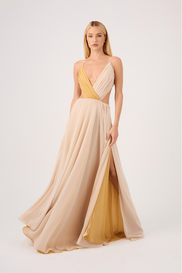 Vestido Longo Bicolor