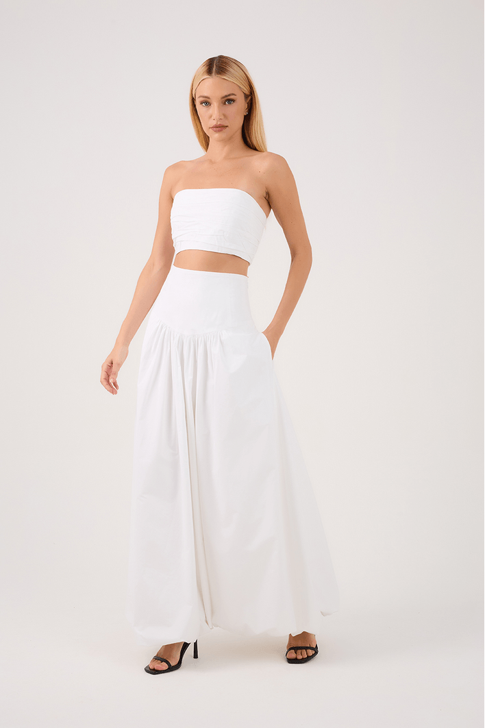 Conjunto Top Drapeado E Saia Balonê