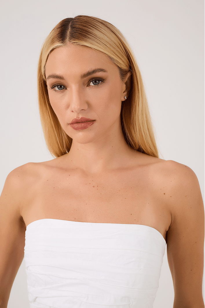 Conjunto Top Drapeado E Saia Balonê