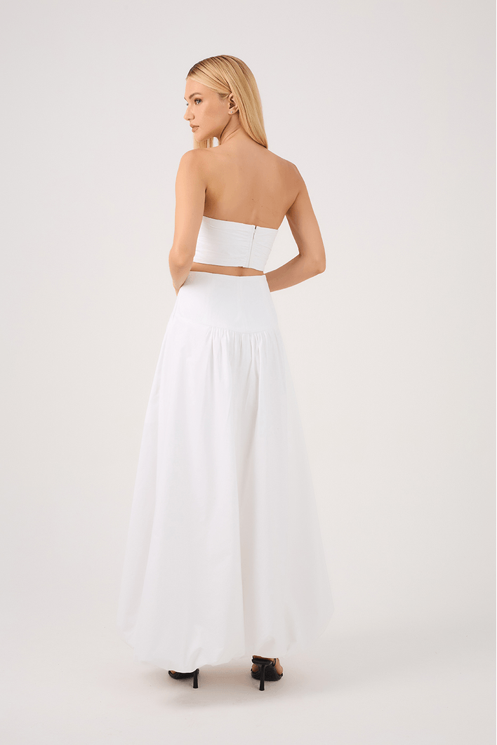 Conjunto Top Drapeado E Saia Balonê